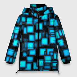 Куртка зимняя женская Геометрия - синие квадраты, цвет: 3D-черный