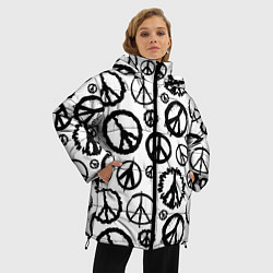 Куртка зимняя женская Many peace logo, цвет: 3D-светло-серый — фото 2
