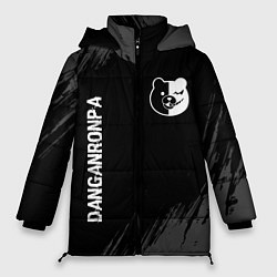 Куртка зимняя женская Danganronpa glitch на темном фоне: надпись, символ, цвет: 3D-черный