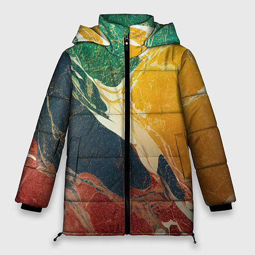 Женская зимняя куртка Мраморная радуга / 3D-Красный – фото 1