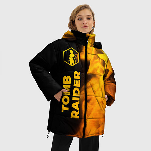 Женская зимняя куртка Tomb Raider - gold gradient: по-вертикали / 3D-Черный – фото 3