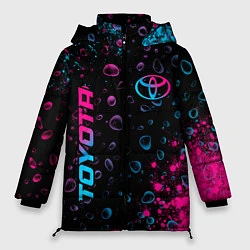 Куртка зимняя женская Toyota - neon gradient: надпись, символ, цвет: 3D-черный