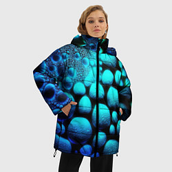 Куртка зимняя женская Объемные неоновые капли, цвет: 3D-черный — фото 2