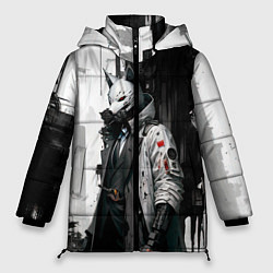 Куртка зимняя женская Охотник в маске кицунэ, цвет: 3D-черный