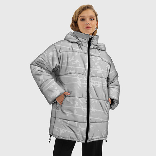 Женская зимняя куртка Абстракция светло-серый / 3D-Черный – фото 3