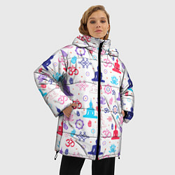 Куртка зимняя женская Медитация - символика, цвет: 3D-светло-серый — фото 2
