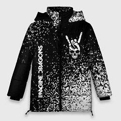 Куртка зимняя женская Imagine Dragons и рок символ на темном фоне, цвет: 3D-черный