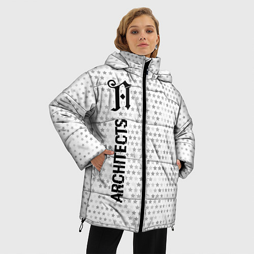 Женская зимняя куртка Architects glitch на светлом фоне: по-вертикали / 3D-Черный – фото 3