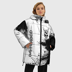 Куртка зимняя женская Disturbed и рок символ на светлом фоне, цвет: 3D-черный — фото 2