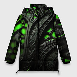 Куртка зимняя женская Green black abstract, цвет: 3D-черный