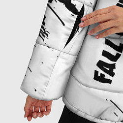 Куртка зимняя женская Fall Out Boy и рок символ на светлом фоне, цвет: 3D-черный — фото 2