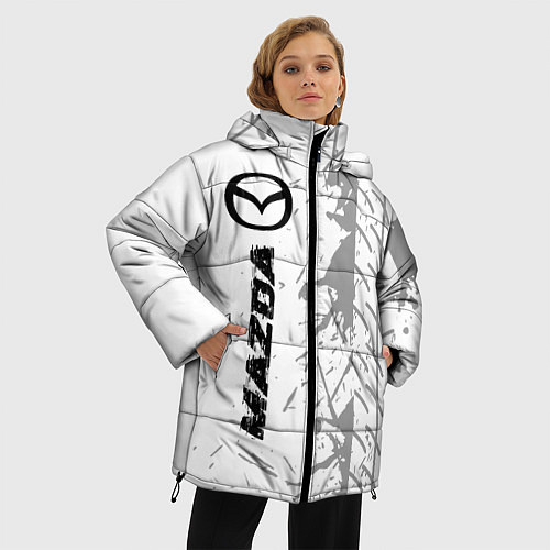 Женская зимняя куртка Mazda speed на светлом фоне со следами шин: по-вер / 3D-Черный – фото 3