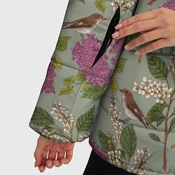 Куртка зимняя женская Мухоловки и сирень, цвет: 3D-светло-серый — фото 2