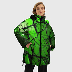 Куртка зимняя женская Зеленое треснутое стекло, цвет: 3D-красный — фото 2