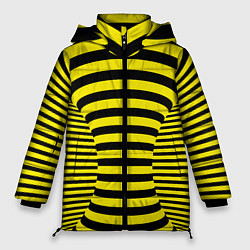Куртка зимняя женская Осиная талия - полосатая иллюзия, цвет: 3D-черный