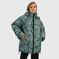 Куртка зимняя женская Абстракция точечная зелёный, цвет: 3D-светло-серый — фото 2