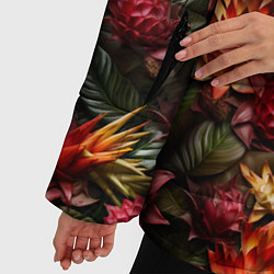 Куртка зимняя женская Тропические цветы, цвет: 3D-красный — фото 2