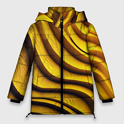 Куртка зимняя женская Желтые абстрактные полосы, цвет: 3D-черный