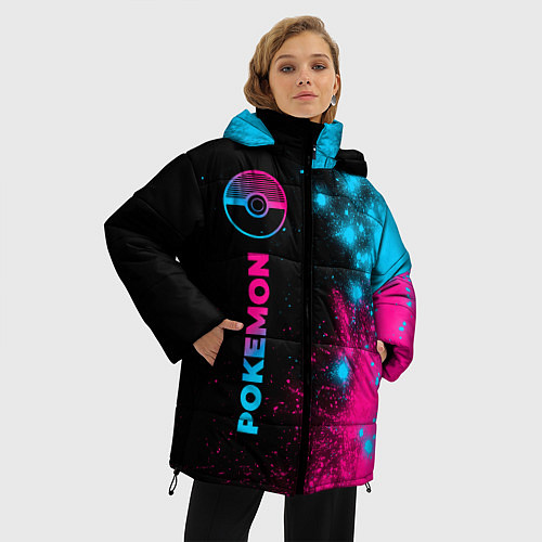 Женская зимняя куртка Pokemon - neon gradient: по-вертикали / 3D-Черный – фото 3