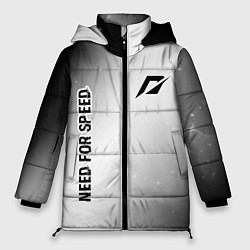 Куртка зимняя женская Need for Speed glitch на светлом фоне: надпись, си, цвет: 3D-черный
