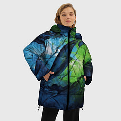 Куртка зимняя женская Green blue abstract, цвет: 3D-черный — фото 2