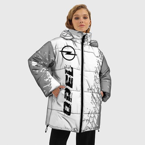Женская зимняя куртка Opel speed на светлом фоне со следами шин: по-верт / 3D-Черный – фото 3