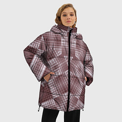 Куртка зимняя женская В коричневых тонах геометрический узор, цвет: 3D-черный — фото 2