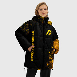 Куртка зимняя женская Need for Speed - gold gradient: надпись, символ, цвет: 3D-черный — фото 2