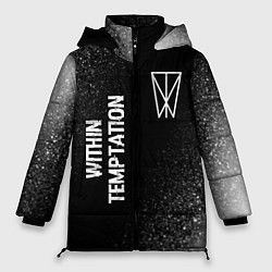 Куртка зимняя женская Within Temptation glitch на темном фоне: надпись,, цвет: 3D-черный