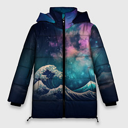 Куртка зимняя женская Космическая Большая волна в Канагаве, цвет: 3D-черный