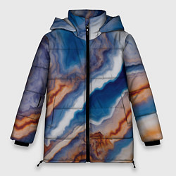 Куртка зимняя женская Волнистая разноцветная яшма, цвет: 3D-черный