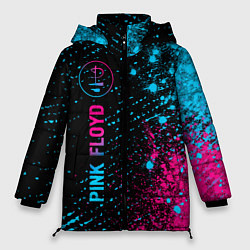 Куртка зимняя женская Pink Floyd - neon gradient: по-вертикали, цвет: 3D-черный