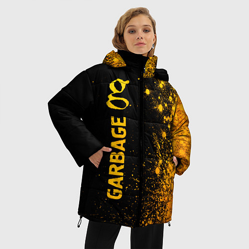 Женская зимняя куртка Garbage - gold gradient: по-вертикали / 3D-Черный – фото 3