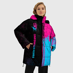 Куртка зимняя женская Death Stranding - neon gradient: по-вертикали, цвет: 3D-черный — фото 2