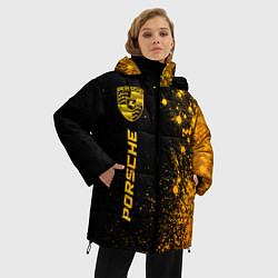 Куртка зимняя женская Porsche - gold gradient: по-вертикали, цвет: 3D-черный — фото 2