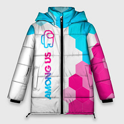 Куртка зимняя женская Among Us neon gradient style: по-вертикали, цвет: 3D-черный