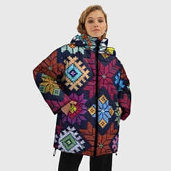 Куртка зимняя женская Орнамент удмуртский, цвет: 3D-черный — фото 2