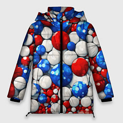 Куртка зимняя женская Шарики в цветах флага РФ, цвет: 3D-светло-серый