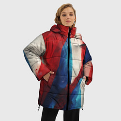 Куртка зимняя женская Абстракция в цветах флага РФ, цвет: 3D-светло-серый — фото 2