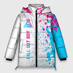 Куртка зимняя женская Fall Out Boy neon gradient style: по-вертикали, цвет: 3D-черный