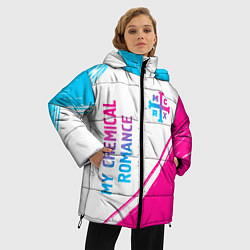 Куртка зимняя женская My Chemical Romance neon gradient style: надпись,, цвет: 3D-черный — фото 2
