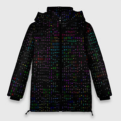 Куртка зимняя женская Черный текстовой паттерн, цвет: 3D-черный