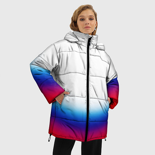 Женская зимняя куртка Флаг России градиент / 3D-Красный – фото 3