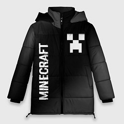Куртка зимняя женская Minecraft glitch на темном фоне: надпись, символ, цвет: 3D-черный