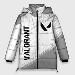 Куртка зимняя женская Valorant glitch на светлом фоне: надпись, символ, цвет: 3D-черный