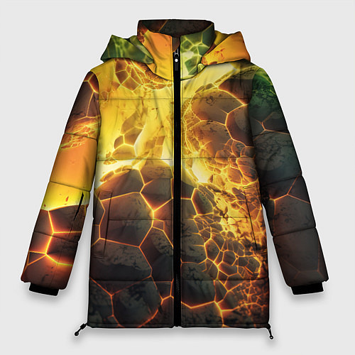 Женская зимняя куртка Разлом плит из лавы / 3D-Красный – фото 1