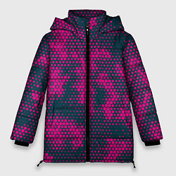 Куртка зимняя женская Спортивный паттерн камуфляж, цвет: 3D-черный