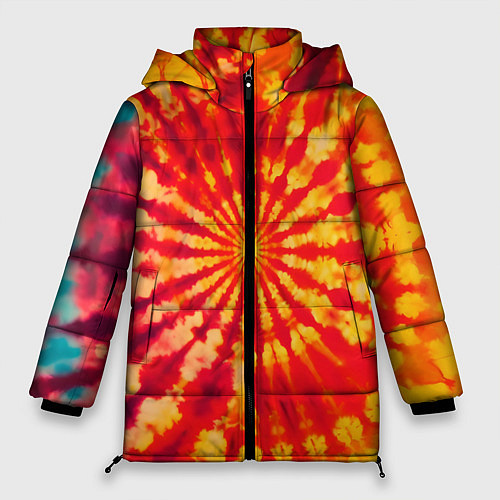 Женская зимняя куртка Тай дай солнце / 3D-Красный – фото 1