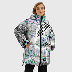 Куртка зимняя женская Контрастная абстракция, цвет: 3D-черный — фото 2