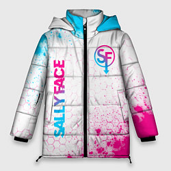 Куртка зимняя женская Sally Face neon gradient style: надпись, символ, цвет: 3D-черный